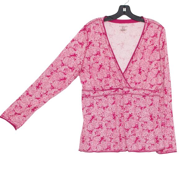 Liz Claiborne Top Cottage Boho Coquette Romantic Floral Feminine Prairie Pink XL - Picture 6 of 7